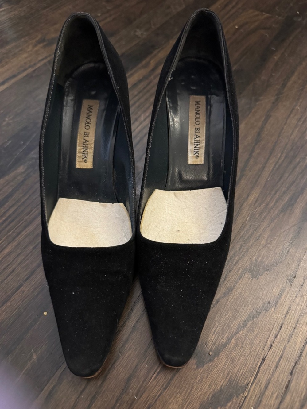 Vintage Velvet Manolos - note footpad is not removable without damage